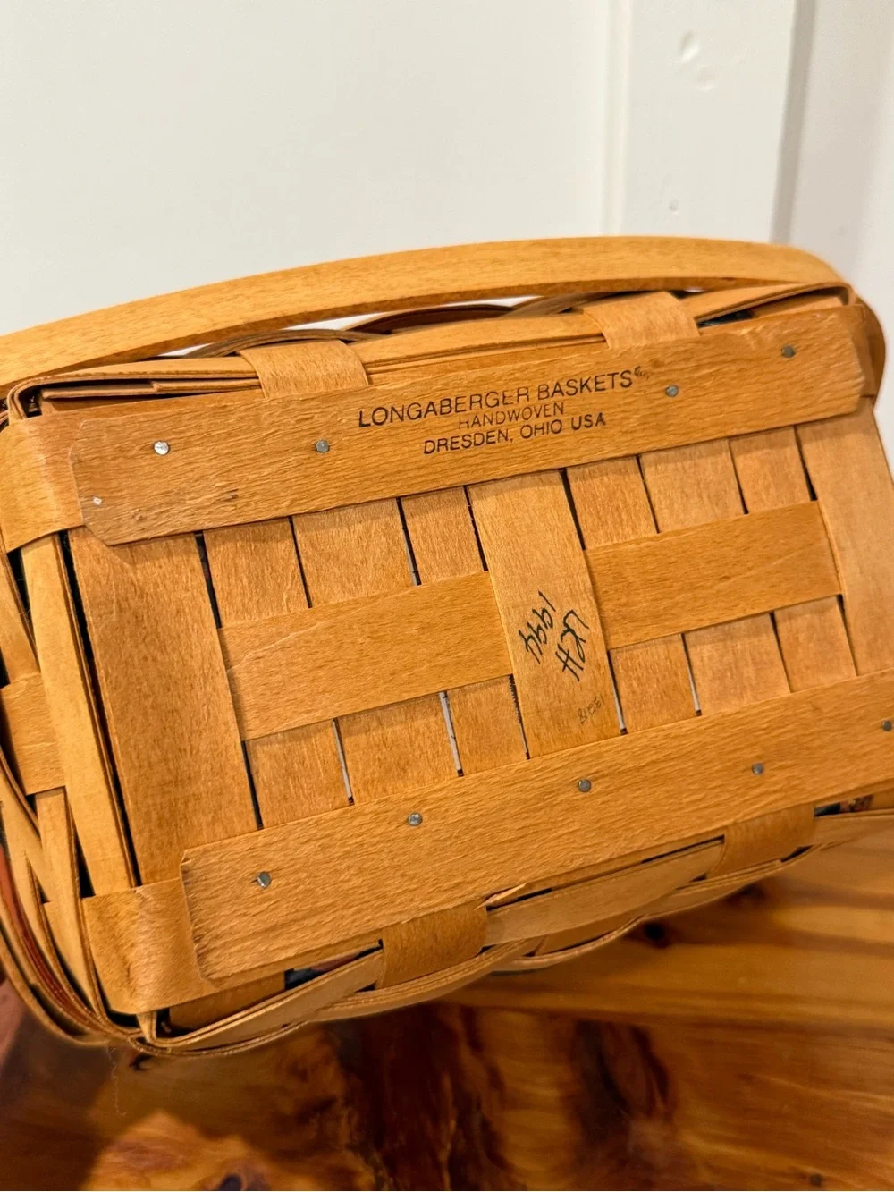 Vintage 1994 Longaberger Boo Basket w/ Fabric & Plastic Liners